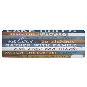 kitchen rug and mat set lake rules colorful vintage wood board,non slip bath rugs water absorption floor doormat farmhouse blue white brown,washable area runner for laundry bathroom living room