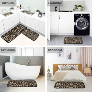 ALAZA Vintage Leopard Spot Pattern Kitchen Rug Set, 2 Piece Set, Non-Slip Floor Mat for Living Room Bedroom Dorm Home Decor, 19.7 x 27.6 Inch + 19.7 x 47.2 Inch