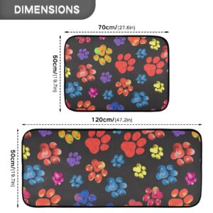 Kitchen Rugs and Mats 2 Pieces Rainbow Animal Paw Print Trails Black Anti Fatigue Kitchen Rug Set Non Slip Bath Mat Entry Floor Carpet Entrance Door Mat Runner 20"x28"+20"x47" 20"x28"+20"x47"