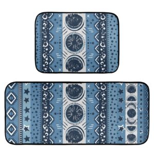 alaza moon phases tribal kitchen rug set, 2 piece set, non-slip floor mat for living room bedroom dorm home decor, 19.7 x 27.6 inch + 19.7 x 47.2 inch