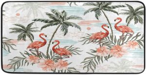 moyyo kitchen mat summer beach palm trees pink flamingo kitchen rug mat anti-fatigue comfort floor mat non slip oil stain resistant easy to clean kitchen rug bath rug carpet for indoor outdoor