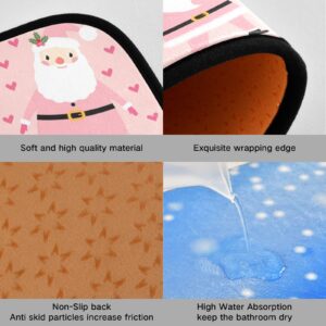 Exnundod Pink Winter Santa Claus Kitchen Mat Rugs, Cartoon Cute Floor Runner Non Slip Comfort Mat for Living Room Laundry Room Hallway Home Decor