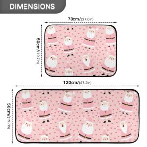 Exnundod Pink Winter Santa Claus Kitchen Mat Rugs, Cartoon Cute Floor Runner Non Slip Comfort Mat for Living Room Laundry Room Hallway Home Decor