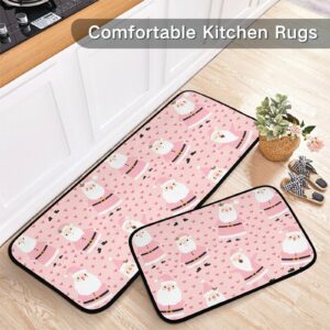Exnundod Pink Winter Santa Claus Kitchen Mat Rugs, Cartoon Cute Floor Runner Non Slip Comfort Mat for Living Room Laundry Room Hallway Home Decor