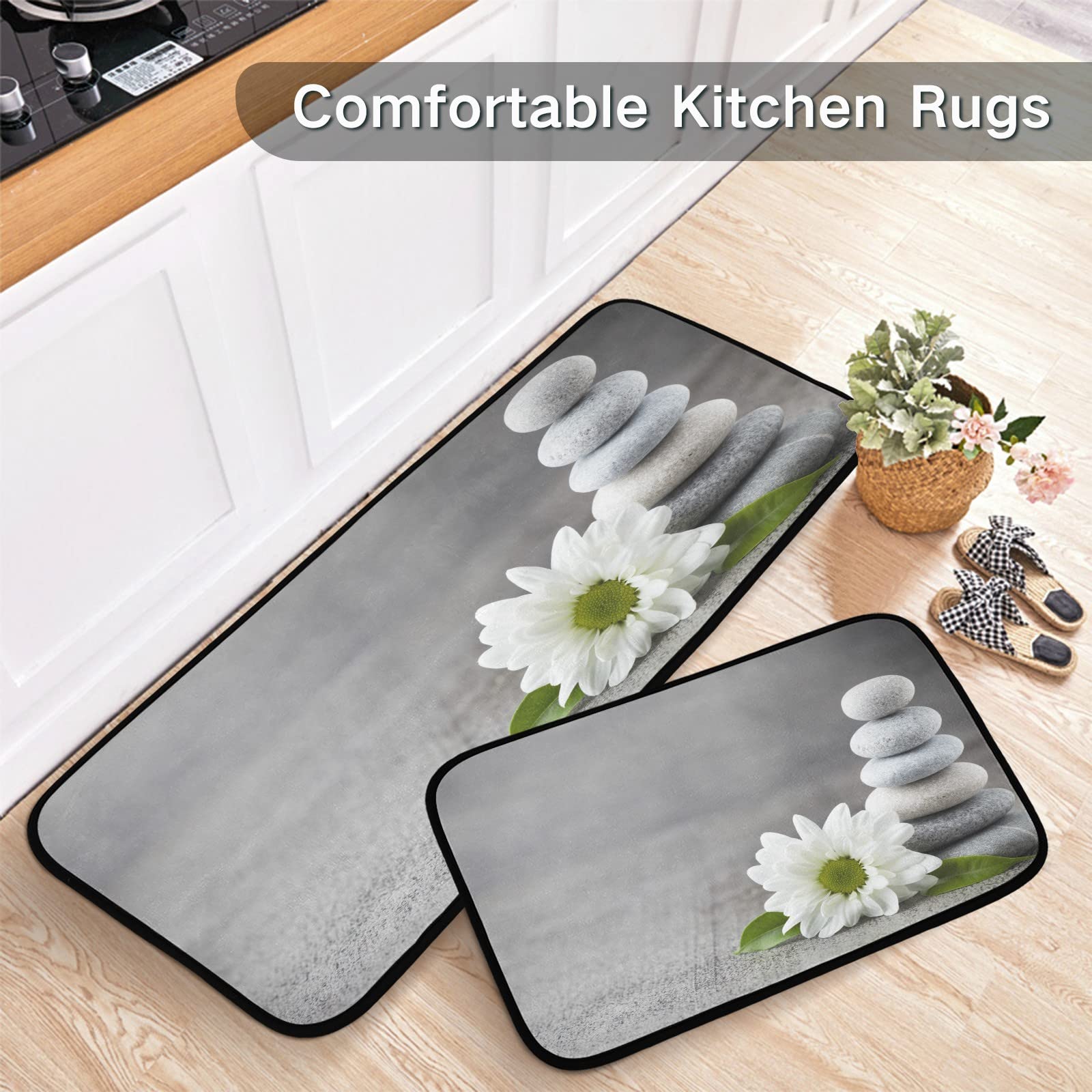 Zen Concepts Kitchen Mat Set of 2 Anti-Fatigue Kitchen Rug Set Non Slip Foam Cushioned Kitchen Runner Rugs and Mats Comfort Standing Mat for Office Laundry Home Decor