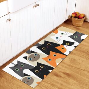 cute cat funny kitchen mat and rug, floor mat anti-slip rugs for kitchen, floor home, office, sink, laundry