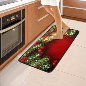 alaza christmas kitchen rugs,christmas kitchen mat for kitchen bathroom decor 39 x 20 inch,branches bells