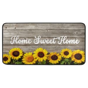 sweet home kitchen rug sunflower on wooden board floor mat anti-fatigue bath runner area mat rugs carpet home decor,39 x 20 inch