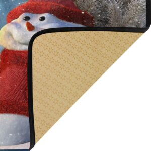 STAYTOP Winter Christmas Snowman Kitchen Rugs Kitchen Mats Polyester Non Slip Washable Cushioned Mats Antifatigue Comfort Floor Mat Doormat for Kitchen Washroom Bedroom 39 x 20 inch