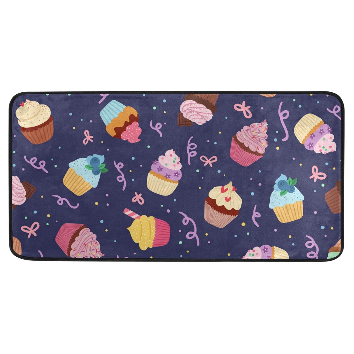 susiyo Kitchen Mat Cute Little Cupcakes Kitchen Rug Mat Anti-Fatigue Comfort Floor Mat Non Slip Oil Stain Resistant Easy to Clean Kitchen Rug Bath Rug Carpet for Indoor Outdoor Doormat