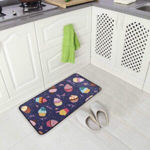 susiyo Kitchen Mat Cute Little Cupcakes Kitchen Rug Mat Anti-Fatigue Comfort Floor Mat Non Slip Oil Stain Resistant Easy to Clean Kitchen Rug Bath Rug Carpet for Indoor Outdoor Doormat