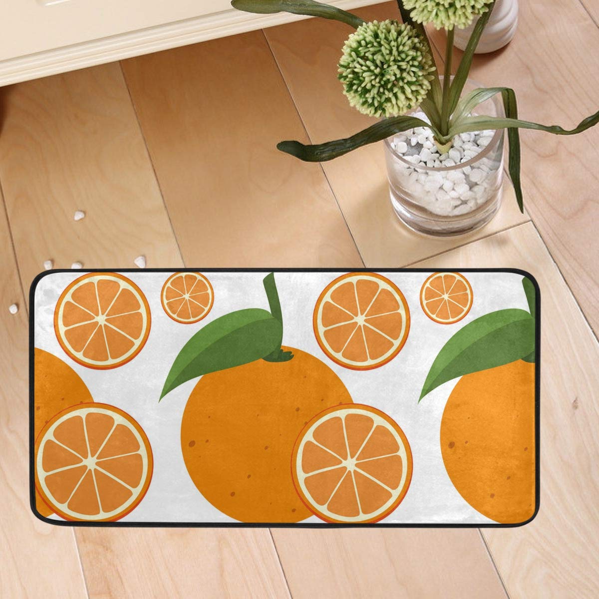 DOMIKING Floor Mats Kitchen Floor Rug - Oranges Fruits Non Slip Absorbent Kitchen Runner Rug Washable Anti-Fatigue Area Rug 20x20in for Kitchen Home Decoration Bathroom