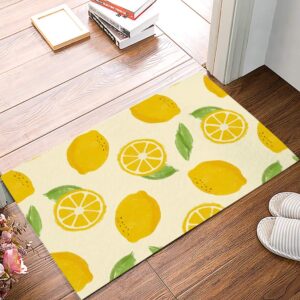 Door Mat for Bedroom Decor, Yellow Lemon Fruit Plant Floor Mats, Holiday Rugs for Living Room, Absorbent Non-Slip Bathroom Rugs Home Decor Kitchen Mat Area Rug 18x30 Inch