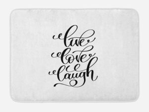 nichpedr live laugh love hand lettering style live laugh love words monochrome design entrance way rugs doormats soft non-slip washable bath rugs floor mats for home bathroom kitchen 16x24 inch