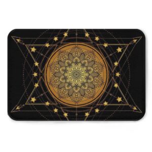 lotus and sacred geometry ayurveda symbol of harmony and balance and universe indoor doormat bath rugs non slip, washable cover floor rug absorbent carpets floor mat home decor for kitchen (16x24)