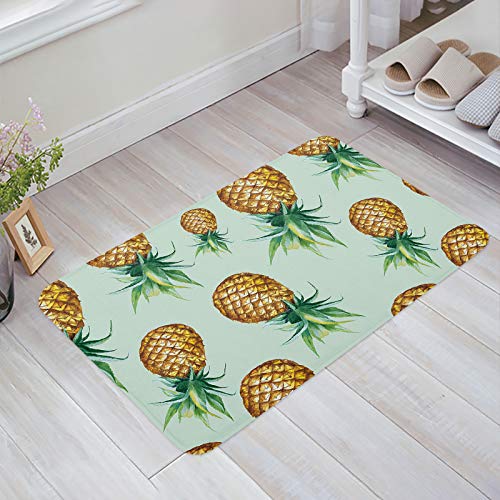 Front Door Mat Floor Mats for Home Decor, Retro Pineapple Memory Foam Runner Entryway Area Rug Non-Slip Absorbent Doormat Washable Rug, 18x30Inch Welcome Mats for Bedroom Decor Living Room Decor