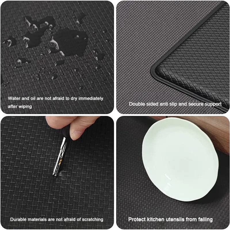 Kitchen Mat and Kitchen Rugs 2 PCS, Cushioned, Thick, Anti Fatigue and Waterproof Mat, Comfort Standing Desk Mat, Kitchen Floor Mat with Non-Skid & Washable for Home, Office, Sink. (Black Menu)