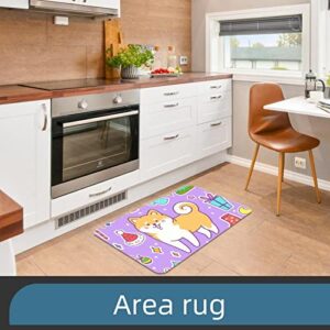 VBFOFBV Bathroom Rugs Absorbent Bath Mats for Bathroom Kitchen Bath Rugs Indoor Outdoor Area Rugs, Cartoon Animal Shiba Inu Christmas