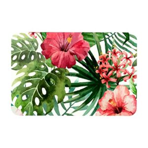 VBFOFBV Bathroom Rugs Absorbent Bath Mats for Bathroom Kitchen Bath Rugs Indoor Outdoor Area Rugs, Tropical Palm Leaf Flowers Hawaiian Modern