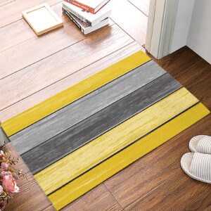 Door Mat for Bedroom Decor, Vintage Rustic Old Wooden Board Yellow Gray Floor Mats, Holiday Rugs for Living Room, Absorbent Non-Slip Bathroom Rugs Home Decor Kitchen Mat Area Rug 18x30 Inch