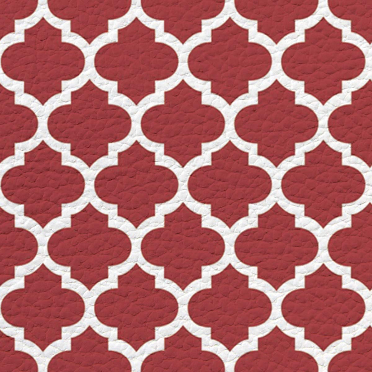 Prime Leader 2 Piece Non-Slip Kitchen Mat Rug Rubber Backing Doormat Set Classic Moroccan Trellis Geometric Lattice Red and White Kitchen Rugs Comfort Standing Mat PVC Leather Anti Fatigue Floor Mat