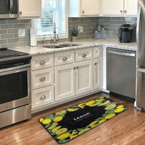 lemon kitchen rugs tropical fruit vintage bath runner rug non slip area mat kitchen mats for bathroom kitchen home decor, 24 x 16 inch