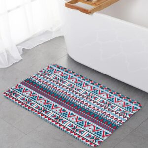 native american kitchen rugs set 2 piece 15.7x23.6in+15.7x47.2in, non-slip kitchen mats set rubber backing indoor entry door mat carpets - geometric triangle aztec tribal ethnic style