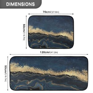 Kitchen Mats Rugs 2 Piece Set Bath Mat Antifatigue Cushioned Gold Black Marble for Floor Non Slip Washable (color6)