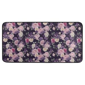 ellitarr kitchen rugs and mats non skid washable absorbent floor mats cushioned in front of sink for home farmhouse kitchen bathroom kitchen runner rug 39 x20inch purple floral