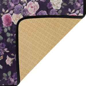 ElliTarr Kitchen Rugs and Mats Non Skid Washable Absorbent Floor Mats Cushioned in Front of Sink for Home Farmhouse Kitchen Bathroom Kitchen Runner Rug 39 x20Inch Purple Floral