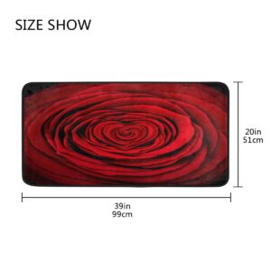 Kitchen Rugs Love Rose Red Flower Design Non-Slip Soft Kitchen Mats Bath Rug Runner Doormats Carpet for Home Decor, 39" X 20"