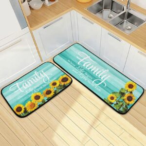 Sinestour Teal Turquoise Green Kitchen Rugs and Mats Set of 2 Non Slip Kitchen Floor Mats Comfort Standing Desk Mat for Doormat Bathroom Bedroom Runner Area Rug for Home Decor Washable