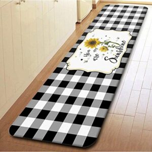 Briskdecor Kitchen Rugs and Mats Set, Absorbent Soft Non-Skid Rubber Backing Area Rugs, Sunflower Washable Floor Comfort Mats and Carpet Runner, 20inch x 48inch