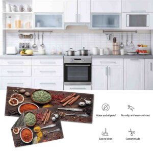 Kitchen Rugs Washable,Spice Dark,Non Skid Anti-Fatigue Floor Mats for Sink,2 Pcs Set (52"X17"+ 26"X17")