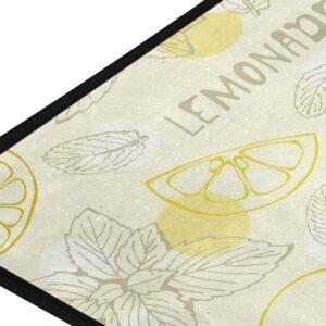 MOYYO Kitchen Mat Fruits Yellow Lemons Lemonade Kitchen Rug Mat Anti-Fatigue Comfort Floor Mat Non Slip Oil Stain Resistant Easy to Clean Kitchen Rug Bath Rug Carpet for Indoor Outdoor Doormat