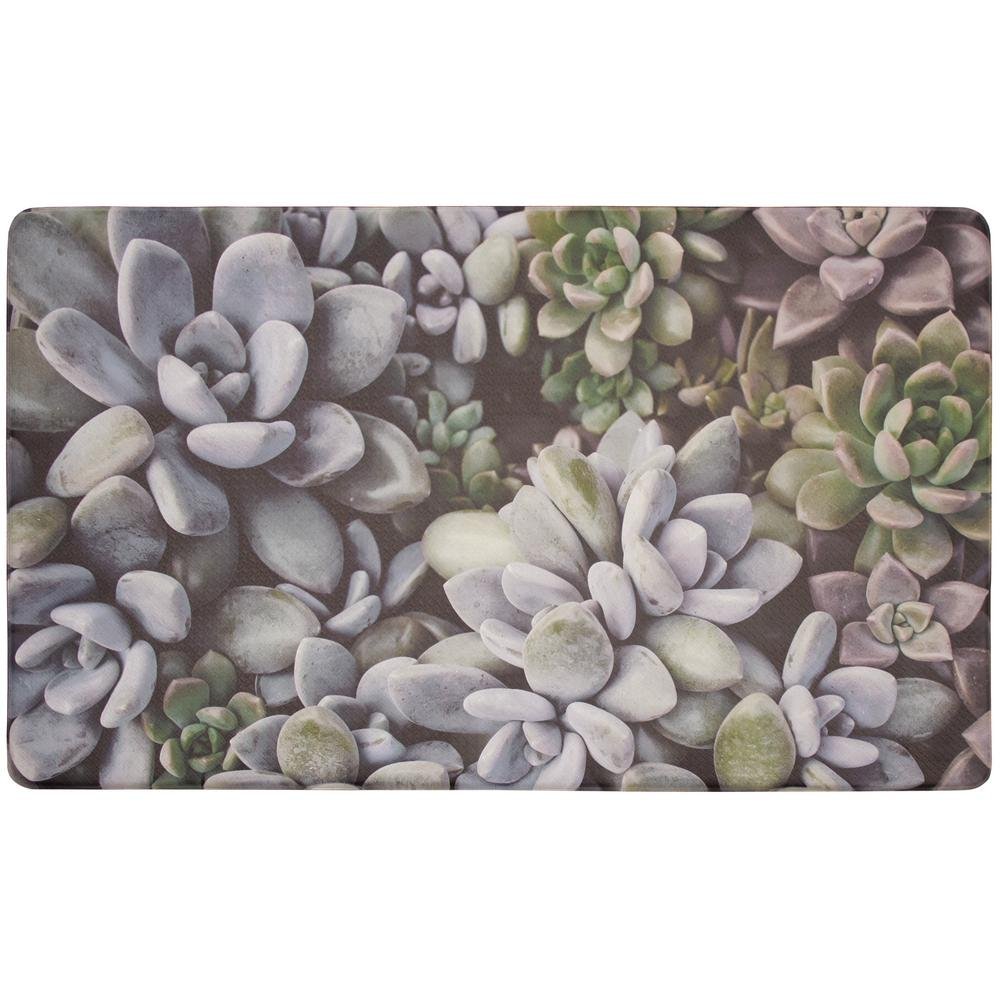 Chef Gear - Anti-Fatigue Gelness Kitchen Mat, Blossom Succulents Design, Cushioned Comfort Chef Mat, Memory Foam & Skid-Resistant, 18" x 30"