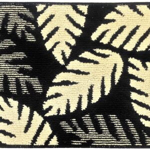 Palm Leaves Floor Mat, Home Kitchen Entrance Rug, Non-Skid Comfortable Standing, 17" x 28" (Black)