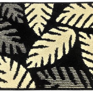 Palm Leaves Floor Mat, Home Kitchen Entrance Rug, Non-Skid Comfortable Standing, 17" x 28" (Black)