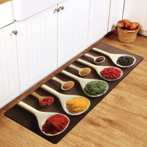 colorful spices wooden spoons kitchen rug non-slip kitchen mats bath runner doormats area mat rugs carpet for home decor 39" x 20"