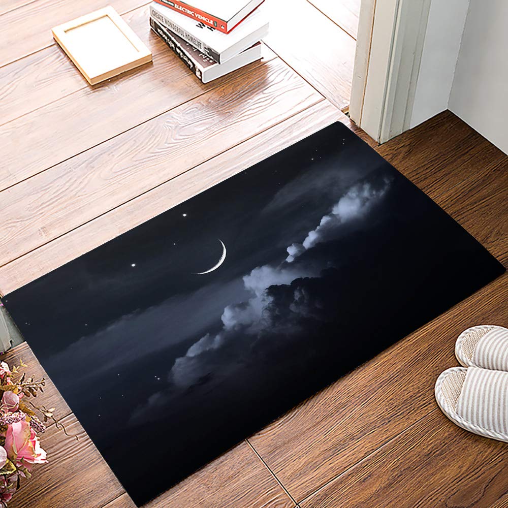 Door Mat for Bedroom Decor, Moon and Star Floor Mats, Holiday Rugs for Living Room, Absorbent Non-Slip Bathroom Rugs Home Decor Kitchen Mat Area Rug 18x30 Inch