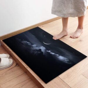 Door Mat for Bedroom Decor, Moon and Star Floor Mats, Holiday Rugs for Living Room, Absorbent Non-Slip Bathroom Rugs Home Decor Kitchen Mat Area Rug 18x30 Inch