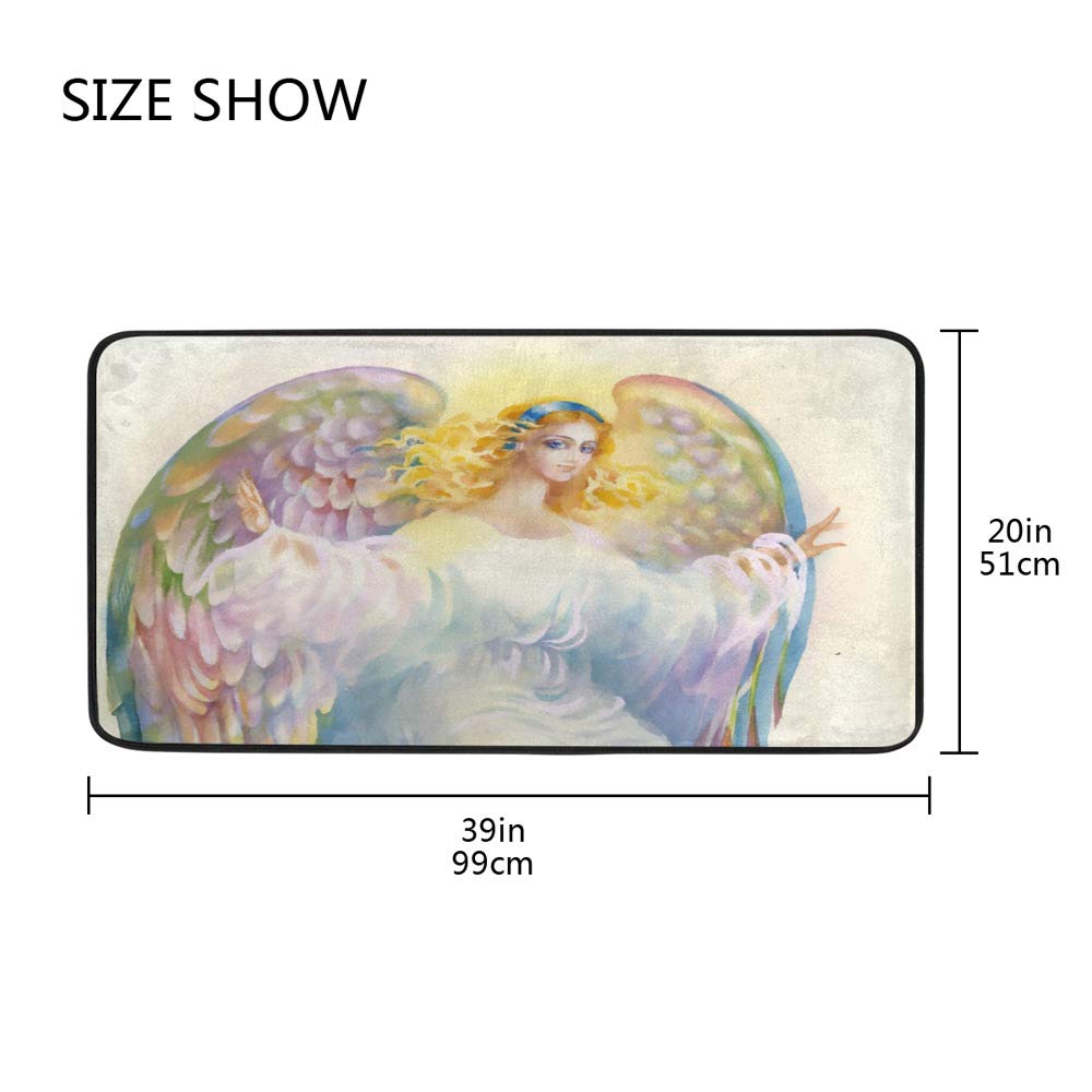 ZHIMI Kitchen Rug Anti Fatigue Kitchen Floor Mat Beautiful Angel with Wings Long Carpet Non-Slip Laundry Standing Runner Rug Rectangle Entryway Mat 39 x 20 Inch