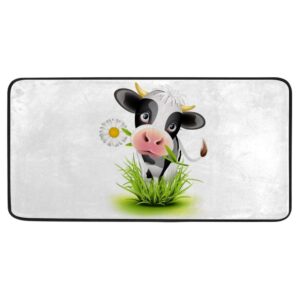 zhimi kitchen rug anti fatigue kitchen mat ﻿cow green grass runner carpet non-slip laundry rug home decor rectangle entryway long mat 39 x 20 inch