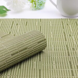 Myir JUN Place Mats, Table Mats Set of 8 Indoor Placemats Washable Non-Slip Heatproof Woven Placemats for Dining Table Fabric Place Mat PVC (Green, Set of 8)