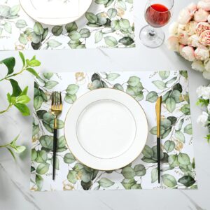 Sumind Eucalyptus Leaves Place Mat 12 x 16 in Sage Green Disposable Paper Table Mat for Christmas Wedding Party Dining Rustic Farmhouse Dinnerware for Kitchen Table Baby Shower Birthday(50 Pcs)