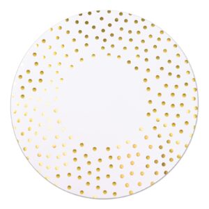 50 pcs 14 inch white and gold foil paper place mats golden polka dots round placemats disposable decorative table mats for wedding banquet party home dining table decor