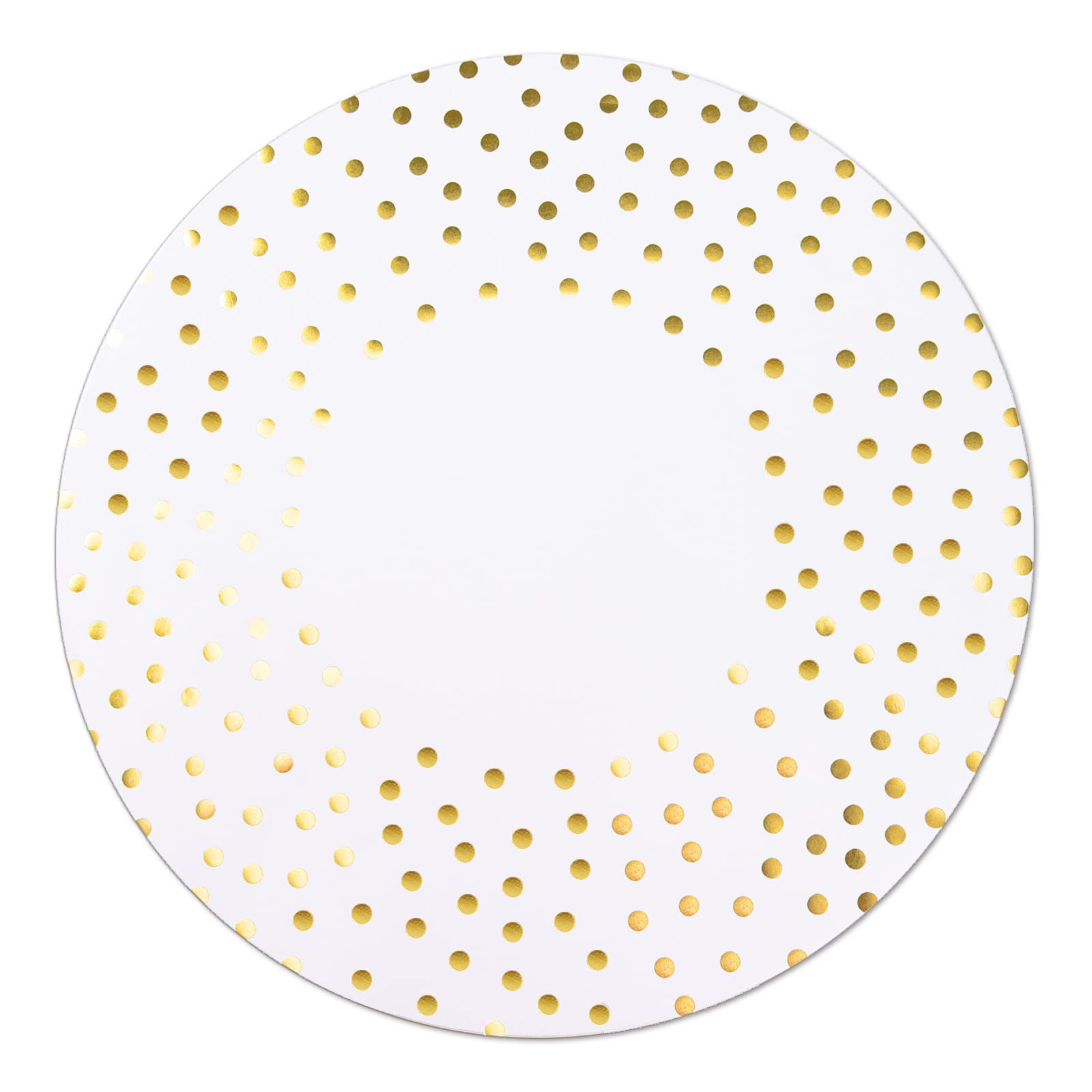 50 Pcs 14 Inch White and Gold Foil Paper Place Mats Golden Polka Dots Round Placemats Disposable Decorative Table Mats for Wedding Banquet Party Home Dining Table Decor