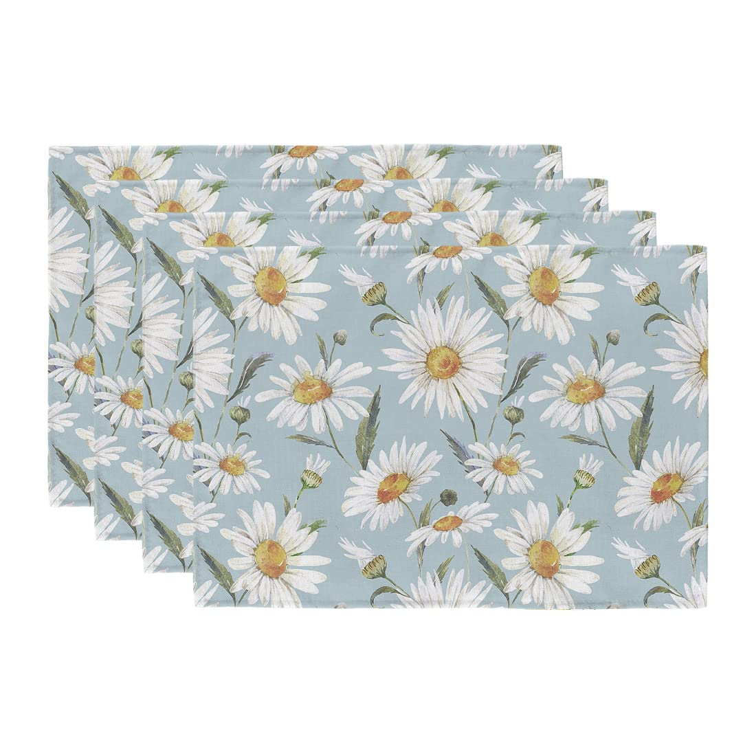 GEEORY Daisy Spring Placemats 12x18 Inch Set of 4 Summer Table Place Mats Farmhouse Rustic Holiday Kitchen Dining Decoration for Indoor Outdoor Dinner Party Décor…