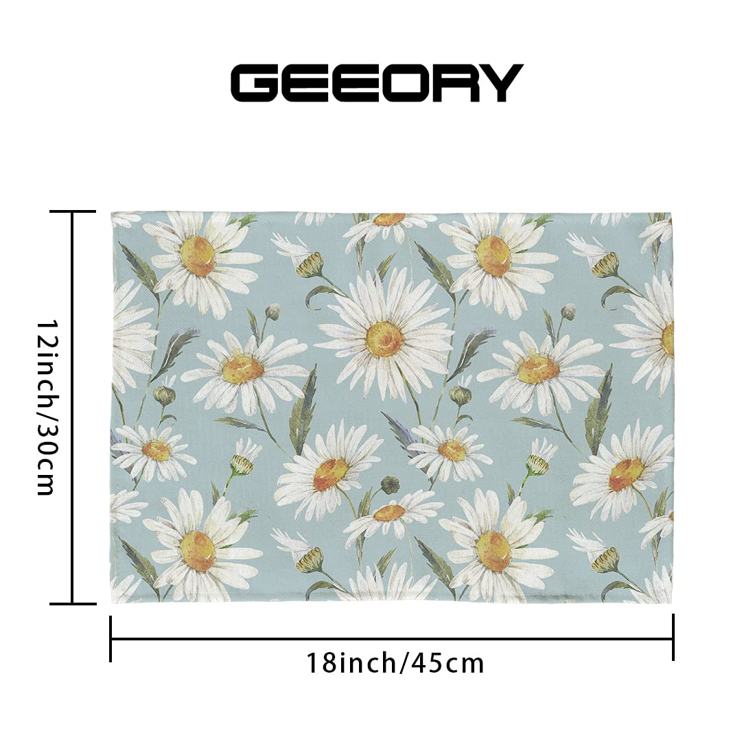 GEEORY Daisy Spring Placemats 12x18 Inch Set of 4 Summer Table Place Mats Farmhouse Rustic Holiday Kitchen Dining Decoration for Indoor Outdoor Dinner Party Décor…