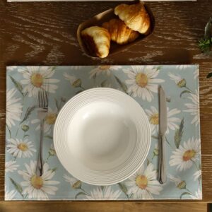 GEEORY Daisy Spring Placemats 12x18 Inch Set of 4 Summer Table Place Mats Farmhouse Rustic Holiday Kitchen Dining Decoration for Indoor Outdoor Dinner Party Décor…